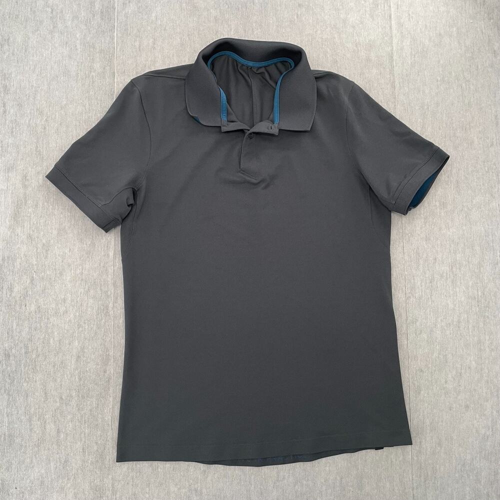Lululemon Shirt Adult Small Gray Polo Short Sleeve Button Collar Active Mens S